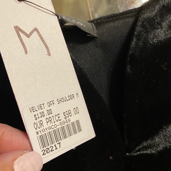 Velvet Off Shoulder Black Dress - Picture 3 of 5